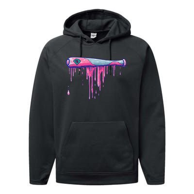 Baseball Bat With Sprinkles Drip Performance Fleece Hoodie