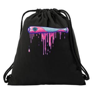 Baseball Bat With Sprinkles Drip Drawstring Bag