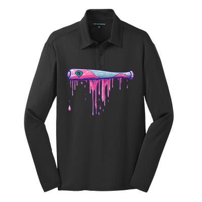 Baseball Bat With Sprinkles Drip Silk Touch Performance Long Sleeve Polo