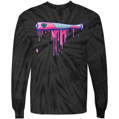 Baseball Bat With Sprinkles Drip Tie-Dye Long Sleeve Shirt