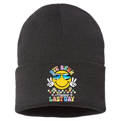 Bye Bruh We Out Happy Last Day of School Teacher Summer Sustainable Knit Beanie