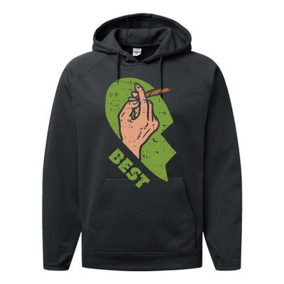 Best Buds Weed Matching Couple Joint Stoner Friends Performance Fleece Hoodie