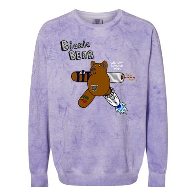 Bionic Bear We Can Rebuilt Him Colorblast Crewneck Sweatshirt