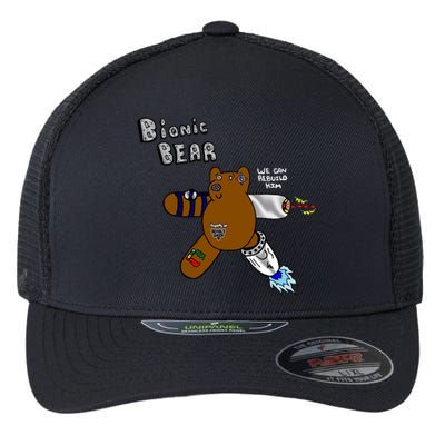 Bionic Bear We Can Rebuilt Him Flexfit Unipanel Trucker Cap