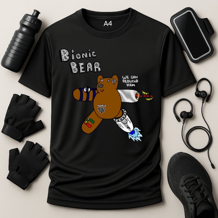 Bionic Bear We Can Rebuilt Him Cooling Performance Crew T-Shirt