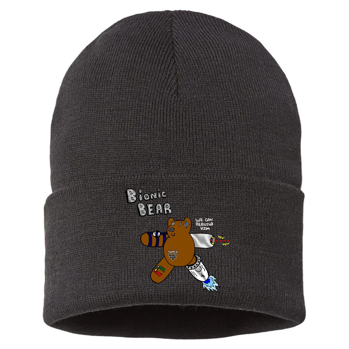 Bionic Bear We Can Rebuilt Him Sustainable Knit Beanie