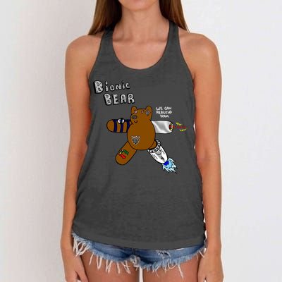 Bionic Bear We Can Rebuilt Him Women's Knotted Racerback Tank