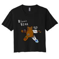 Bionic Bear We Can Rebuilt Him Women's Crop Top Tee