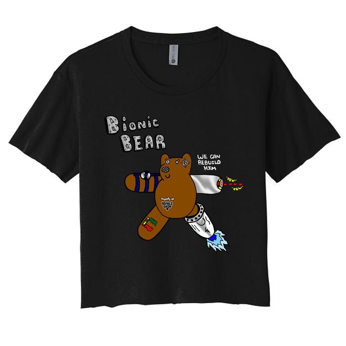 Bionic Bear We Can Rebuilt Him Women's Crop Top Tee