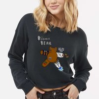 Bionic Bear We Can Rebuilt Him Cropped Pullover Crew