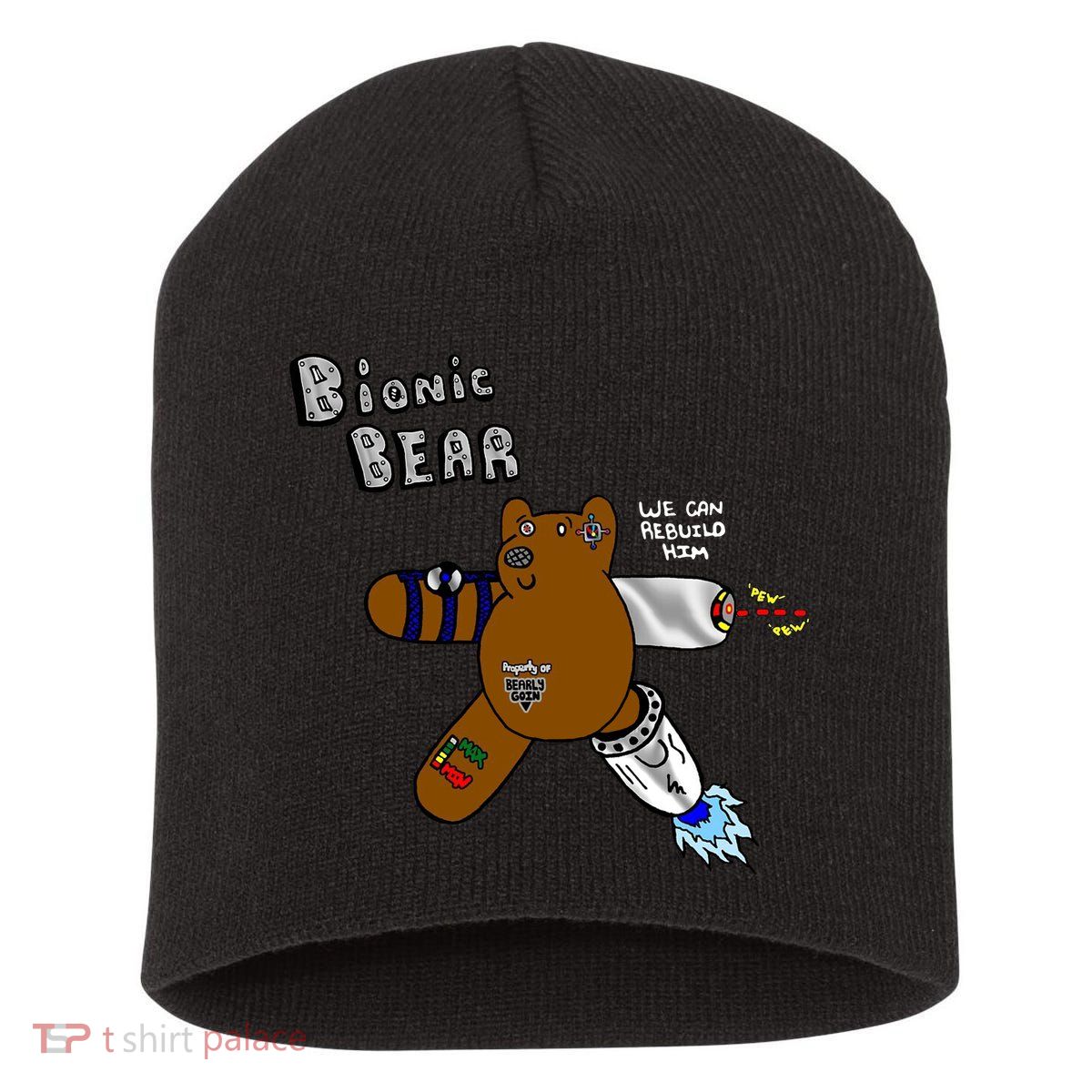 Bionic Bear We Can Rebuilt Him Short Acrylic Beanie