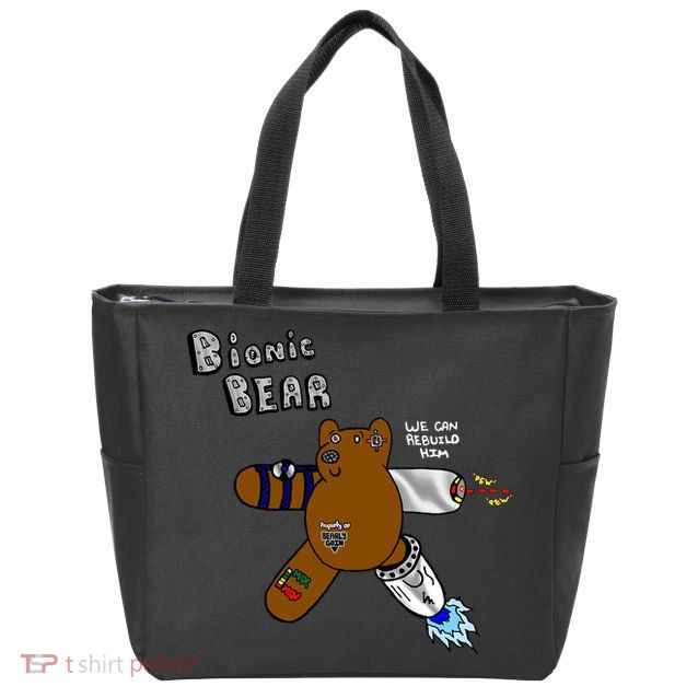 Bionic Bear We Can Rebuilt Him Zip Tote Bag