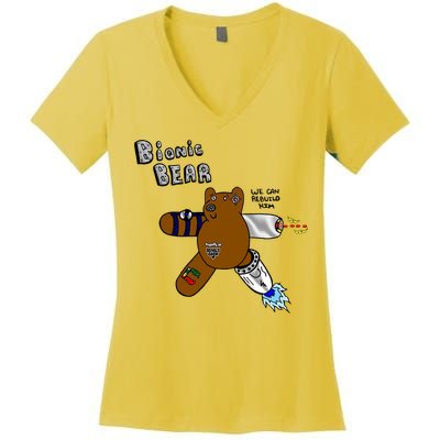Bionic Bear We Can Rebuilt Him Women's V-Neck T-Shirt