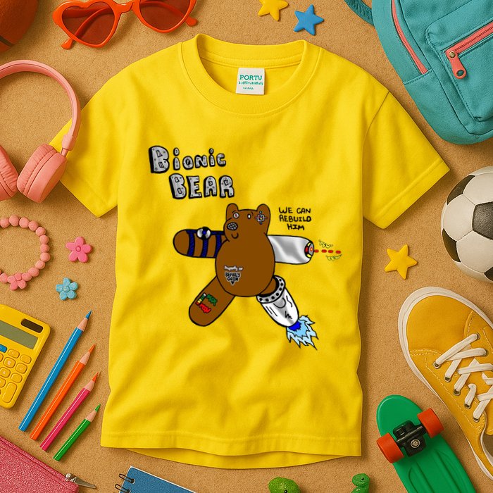 Bionic Bear We Can Rebuilt Him Kids T-Shirt