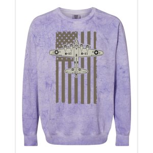 B17 Bomber WW2 Plane Aircraft USA Flag Veteran Pilot Gift Colorblast Crewneck Sweatshirt