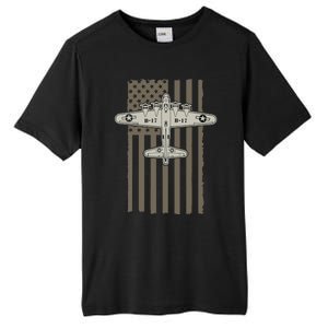 B17 Bomber WW2 Plane Aircraft USA Flag Veteran Pilot Gift Tall Fusion ChromaSoft Performance T-Shirt