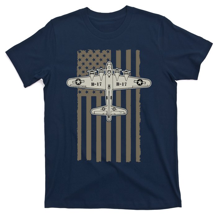 B17 Bomber WW2 Plane Aircraft USA Flag Veteran Pilot Gift T-Shirt