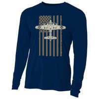 B17 Bomber WW2 Plane Aircraft USA Flag Veteran Pilot Gift Cooling Performance Long Sleeve Crew