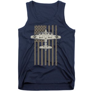 B17 Bomber WW2 Plane Aircraft USA Flag Veteran Pilot Gift Tank Top