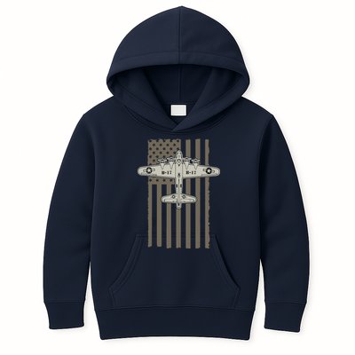 B17 Bomber WW2 Plane Aircraft USA Flag Veteran Pilot Gift Kids Hoodie