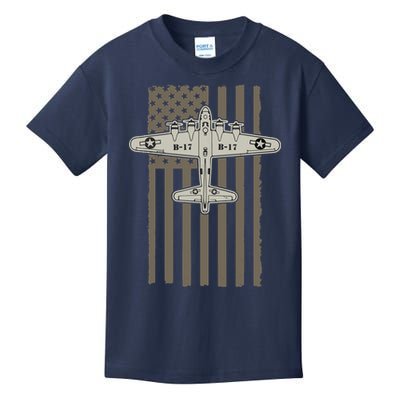 B17 Bomber WW2 Plane Aircraft USA Flag Veteran Pilot Gift Kids T-Shirt