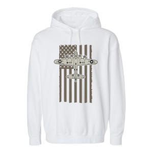 B17 Bomber WW2 Plane Aircraft USA Flag Veteran Pilot Gift Garment-Dyed Fleece Hoodie