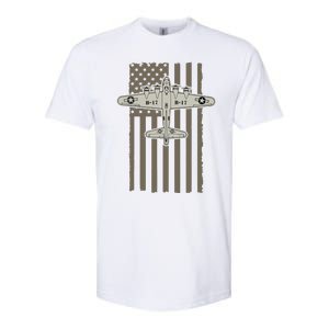 B17 Bomber WW2 Plane Aircraft USA Flag Veteran Pilot Gift Softstyle CVC T-Shirt