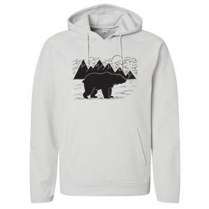 Black Bear Wildlife Animal Wilderness Graphic Performance Fleece Hoodie