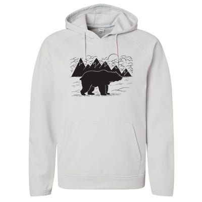 Black Bear Wildlife Animal Wilderness Graphic Performance Fleece Hoodie