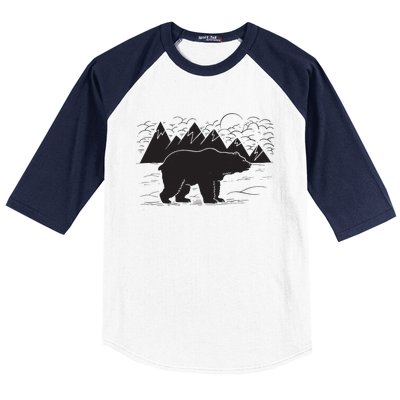 Black Bear Wildlife Animal Wilderness Graphic Baseball Sleeve Shirt