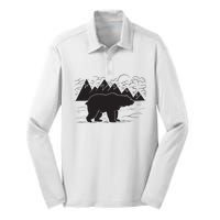 Black Bear Wildlife Animal Wilderness Graphic Silk Touch Performance Long Sleeve Polo