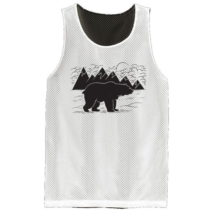 Black Bear Wildlife Animal Wilderness Graphic Mesh Reversible Basketball Jersey Tank