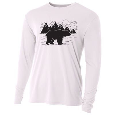 Black Bear Wildlife Animal Wilderness Graphic Cooling Performance Long Sleeve Crew