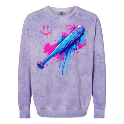 Baseball Bat With Sprinkles Drip Gift Colorblast Crewneck Sweatshirt