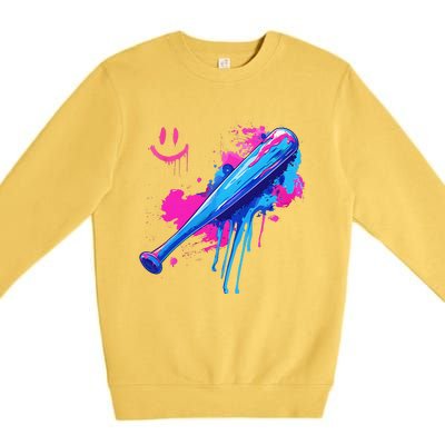 Baseball Bat With Sprinkles Drip Gift Premium Crewneck Sweatshirt