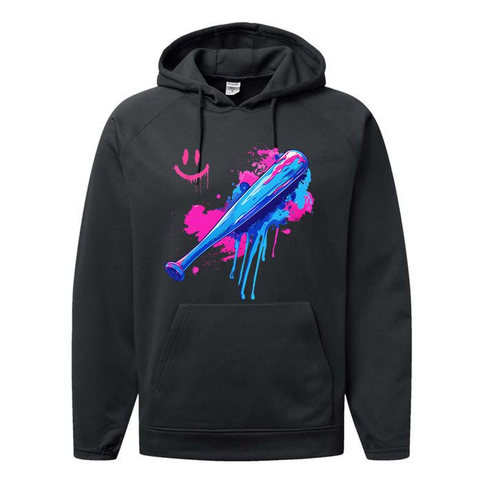 Baseball Bat With Sprinkles Drip Gift Performance Fleece Hoodie