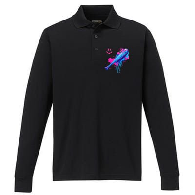 Baseball Bat With Sprinkles Drip Gift Performance Long Sleeve Polo