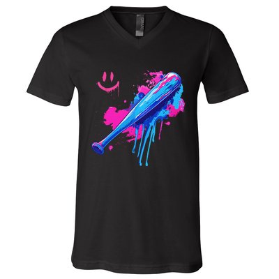 Baseball Bat With Sprinkles Drip Gift V-Neck T-Shirt