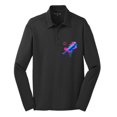 Baseball Bat With Sprinkles Drip Gift Silk Touch Performance Long Sleeve Polo