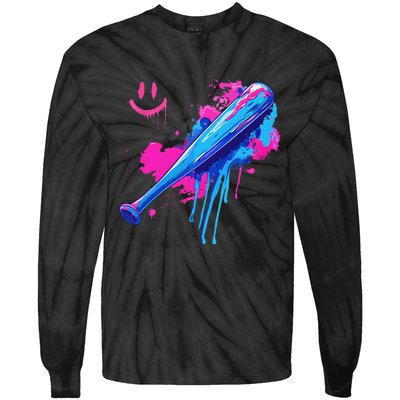 Baseball Bat With Sprinkles Drip Gift Tie-Dye Long Sleeve Shirt