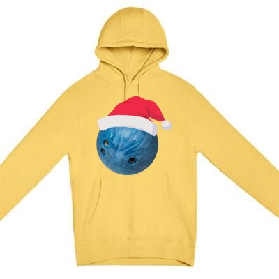 Bowling Ball With Christmas Hat Christmas Bowling Funny Gift Premium Pullover Hoodie