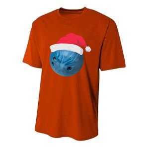 Bowling Ball With Christmas Hat Christmas Bowling Funny Gift Youth Performance Sprint T-Shirt