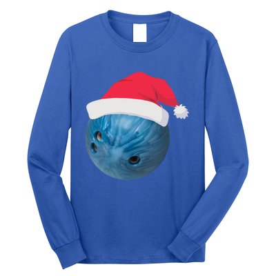 Bowling Ball With Christmas Hat Christmas Bowling Funny Gift Long Sleeve Shirt