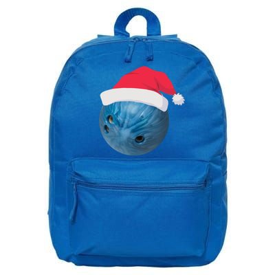 Bowling Ball With Christmas Hat Christmas Bowling Funny Gift 16 in Basic Backpack