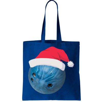 Bowling Ball With Christmas Hat Christmas Bowling Funny Gift Tote Bag