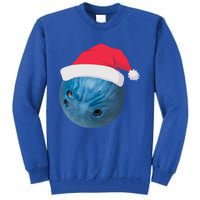 Bowling Ball With Christmas Hat Christmas Bowling Funny Gift Tall Sweatshirt