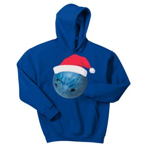 Bowling Ball With Christmas Hat Christmas Bowling Funny Gift Kids Hoodie