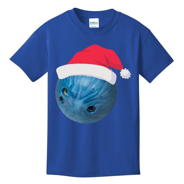 Bowling Ball With Christmas Hat Christmas Bowling Funny Gift Kids T-Shirt