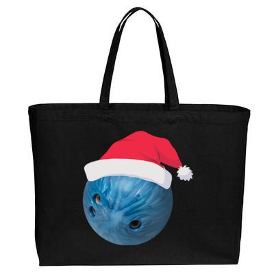 Bowling Ball With Christmas Hat Christmas Bowling Funny Gift Cotton Canvas Jumbo Tote