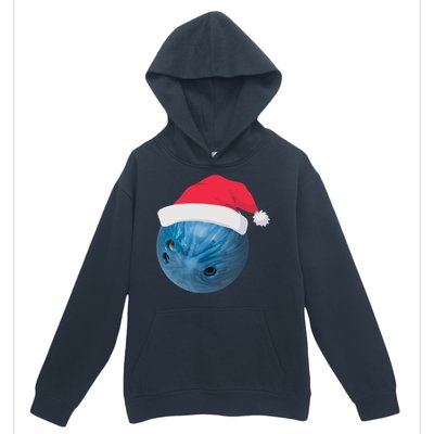 Bowling Ball With Christmas Hat Christmas Bowling Funny Gift Urban Pullover Hoodie